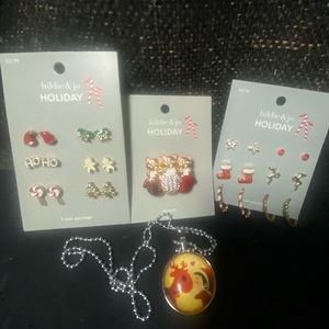 SALE!! Christmas Earrings, Brooch, & Necklace
